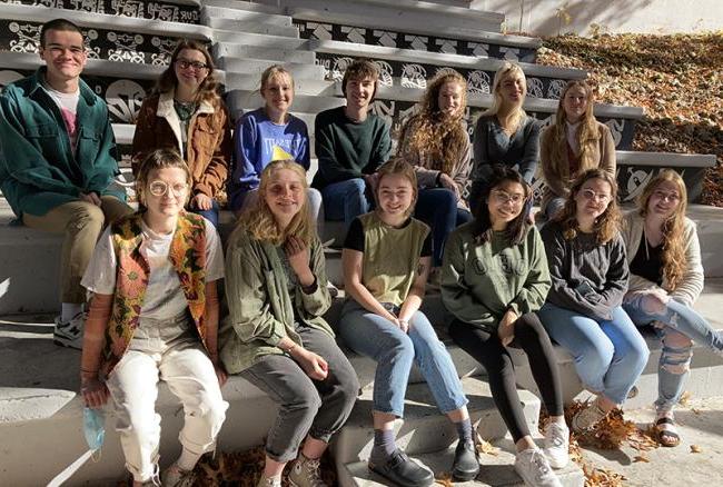 Art students at Ohio University smile in a group pose